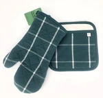 Figmint Quilted Oven Mitt & Potholder Set Green Plaid Check Windowpane Holiday. Fixed Price $13.59.
