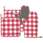 And White Checkered Oven Mitts Pot Holders Set, 4PCS Pl.... Fixed Price $20.80.