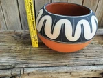 Large Santa Domingo Squash Blossom Pottery A. Mt Lavato 7" X9.75". Fixed Price $135.00.