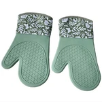 Bakers Choice Set Of 2 Premium Cotton And Silicone Oven Mitts Printed Green 13IN. Fixed Price $25.20.