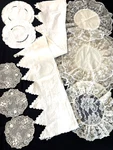 Vtg Lot 9 Hand Crocheted Lace Doilies Embroidered Cotton Scallop Victorian Doily. Fixed Price $17.99.