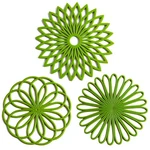 Set Of 3 Silicone Trivet Mat Hot Pot Holder Pads For 10-DARK Green. Fixed Price $22.31.