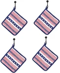Americana Pot Holders 8X8 Square Stars Stripes Blue Border Set Of 4. Fixed Price $14.99.