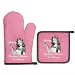 Gkodw Baking Because Murder Is Wrong Funny Oven Mitts And 11X6.7X1.6IN, Pink. Fixed Price $24.84.