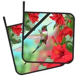 Gearsly Pot Holder Set Of 2,HUMMINGBIRD And Hibiscus Kitchen Heat. Fixed Price $17.18.
