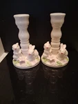 Vintage Pair Of Nantucket Ceramic Bunny Rabbit Candlestick Holders. Beautiful. Fixed Price $32.80.