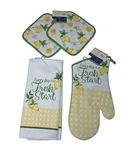 (1) Oven Mitt (2)POTHOLDERS Kitchen Lemon Set. Fixed Price $26.09.