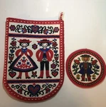 Vintage Mitt Austrian Woven Floral Boy Girl Red Folk Art Htw & Small Patch. Fixed Price $15.85.
