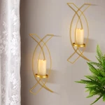 Vesici Candle Sconces Set Of Two Metal Wall Holder Mounted Gold. Fixed Price $34.52.