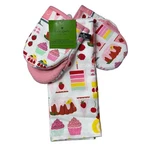 Kate Spade Kitchen Towels & Oven Mini Mitts Set Cupcakes Pies 100% Cotton. Fixed Price $36.75.