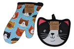 Crazy Cats Faces Potholder & Oven Mitt Set, By Kay Dee. Fixed Price $15.97.