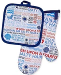 Avanti Beach Words Potholder Oven Mitt Set Of 2 Summer House 100% Cotton. Fixed Price $32.31.
