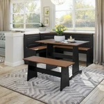 3 Pc Black Brown Top Breakfast Nook Dining Set Corner Booth Bench Kitchen Table. Fixed Price $661.90.
