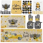 10 Pcs Bee Kitchen Decor Sunflower Oven Mitts And Pot Holders Set Dish To.... Fixed Price $48.79.