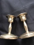 Pair Of Vintage Solid 8.5" Brass Candle Holders Living Room Kitchen Home Coll. Fixed Price $59.00.