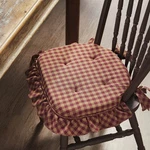 Burgundy Check 16.5X18 Chair Pads, Set Of 2 Vhc Brands. Fixed Price $39.95.