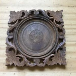 Vintage Hand Carved Wood Stand / Tray Floral Leaf Design For Pot Vase Square 5"L. Fixed Price $32.99.