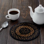Vhc Brands & Tan Braided Jute Mat Trivet, Round, Black, 15 Inch, Set Of 3. Fixed Price $59.51.