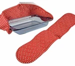 Non-slip Double Glove Oven Mitt Red & White Polka Dot. Fixed Price $14.99.