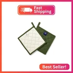 Encasa Xo Heat Resistant Cotton Pot Holders With Hanging Loop - Set Of 2 Leaf. Fixed Price $18.17.