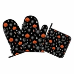 Halloween Oven Mitts Pot Holders Sets Jack Lantern Pumpkins Candles Spide.... Fixed Price $31.41.