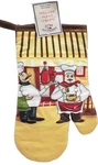 Printed Fabric Kitchen Oven Mitt (7"X12") Fat Chefs With Brown Back, Am. Fixed Price $8.99.