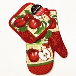 2 Piece Set Kitchen Oven Mitt Pot Holder Red Apples Butterfly Country Gingham. Fixed Price $10.39.