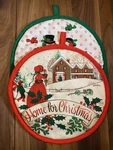 Vintage Csc Christmas Pot Holder Hot Pad Kitchen *set Of Two* Kitsch Arline 1985. Fixed Price $9.97.