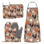 Chicken Oven Mitts And Pot Holders With Apron Set Of 5 Silicone Breeds Chi.... Fixed Price $31.28.