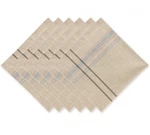 Design Imports Dii Grey French Stripe Beige Dinner Napkin 20" 6 Pcs Cotton New. Fixed Price $24.21.