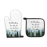 Fiicy Rustic Mountain Cabin Decor Oven Mitts And Pot Holders Sets, Paths. Fixed Price $27.38.