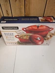 Tramontina Enameled Cast Iron Round Dutch Oven 2 Pans 7 Quart & 4 Qt - Red. Fixed Price $29.95.