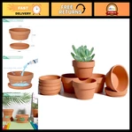 6 Pack 3.7 Inch Terracotta Succulent Pots With Saucer - Clay Planters For Indoor. Fixed Price $32.66.