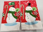Christmas House Snowman Prints (2) Red Kitchen Hand Towels. 15" X 25".. Fixed Price $6.79.