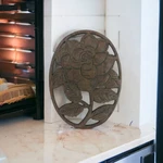 Vintage 1983 Rose Trivet Old Dutch Design Copper Over Cast Iron Tarnished. Fixed Price $9.95.
