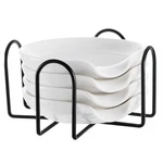 Ceramic Spoon Rest 4 Pack White With Metal Holder Dipping Sauce Dish Set. Fixed Price $27.15.