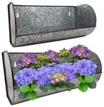 2 Piece Galvanized Wall Mount Flower Pot Set - 14" & 16" Long Planters. Fixed Price $49.99.