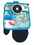 Chef Central Seashells Oven Mitt & Pot Holder 2 Pc Ocean Neoprene Set Kitchen. Fixed Price $14.95.