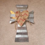 Cross Decorative Wall Hanger Distressed Metal With Fabric Heart Hobby Lobby. Fixed Price $13.99.