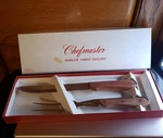 Chefmaster Worlds Finest Cutlery Kitchen Delite Carving Knife & Fork Set. Fixed Price $25.99.