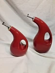 Rachael Ray Serveware Evoo & Vinegar Stoneware Bottle Set Red 53253. Fixed Price $14.89.
