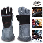 16" Welding Gloves Heat Fire Resistant Leather Work Bbq Oven Protective Sleeve. Fixed Price $20.99.