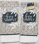 Set Of Same Cotton Printed Kitchen Terry TOWELS(15"X25") Live Simply Leaves,gr. Fixed Price $11.99.