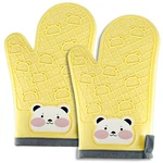 Qecamy Silicone Oven Mitts Cute Bear Non-slip Kitchen Gloves Large, Yellow. Fixed Price $23.40.