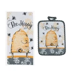 2 Piece Kitchen Towel And Potholder Set, Bee Happy. Fixed Price $13.99.