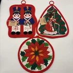 Cecil Saydah Csc Pot Holder Christmas Poinsettia Nutcracker Tree New. Fixed Price $14.99.