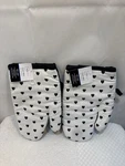Mainstays Quilted Oven Mitts White With Black Hearts Set Of 2. Fixed Price $5.67.