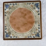 Vintage Chunky Ceramic Art Tile Wood Framed Hot Plate Trivet Counter Saver Decor. Fixed Price $19.99.