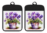 Pot Holders Oven Mitts Hot Pads Linen Towel Purple Pansies Kitchen DZ043DPH. Fixed Price $16.99.