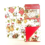 Kay Dee Christmas Bow Wowie Dogs 2PC Kitchen Towel Set W/ Dish Drying Mat. Fixed Price $32.00.